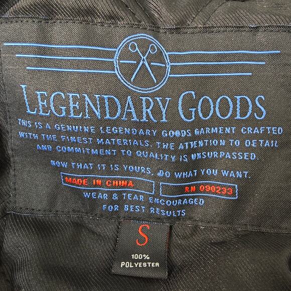 Legendary Goods Hooded Winter Coat Jacket Zip-up Button Men S/M Black Gray Check - Picture 9 of 12